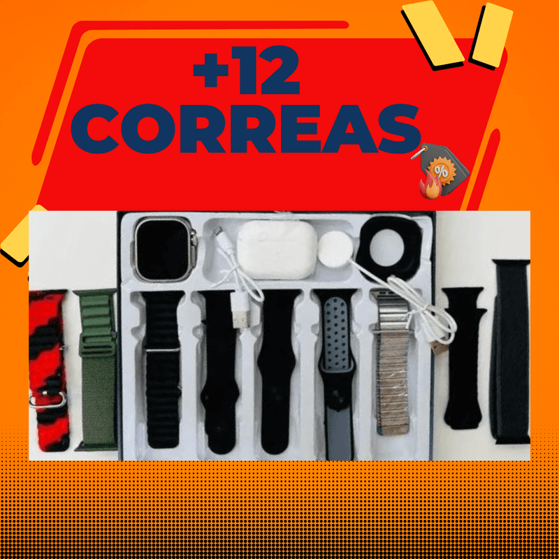 Smartwatch con 12 Correas Intercambiables + Audífonos de Regalo