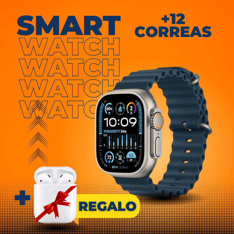 Smartwatch con 12 Correas Intercambiables + Audífonos de Regalo